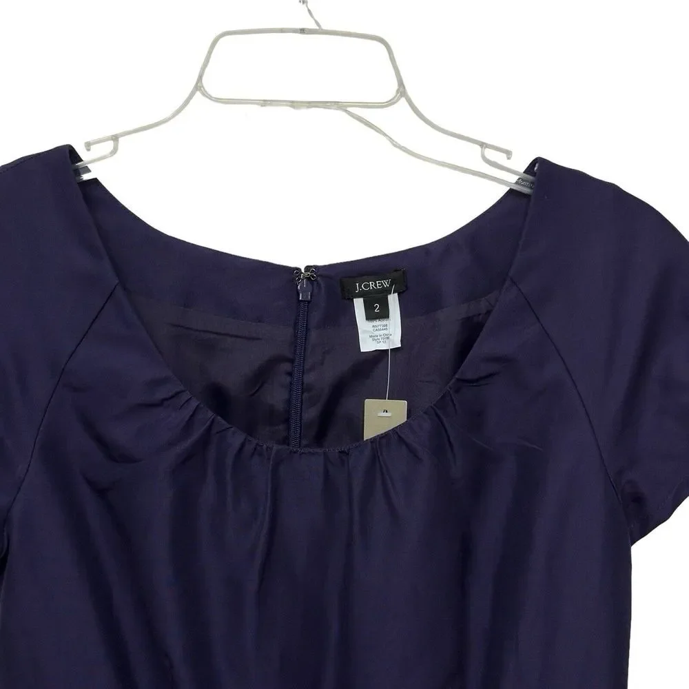 J CREW NWT Purple Silk Blend Fitted‎ Cap Sleeve Dress Size 2 Pockets